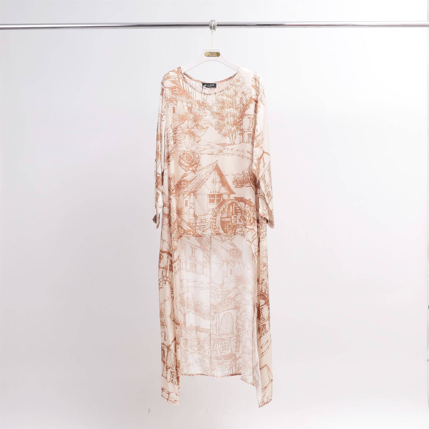 Black Patterned asymmetric tunic
