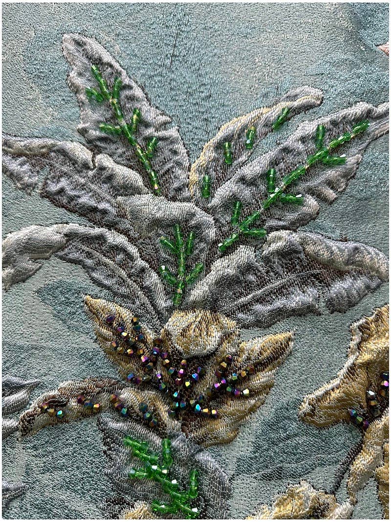 Embroidered Jacquard Floral A-Line Sleeveless Dress: Color as pictures