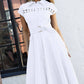 Short Sleeve Lace Trim Belted Maxi Dress