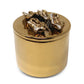 Round Gold Decorative Box With Flower Design Lid: Side Flower