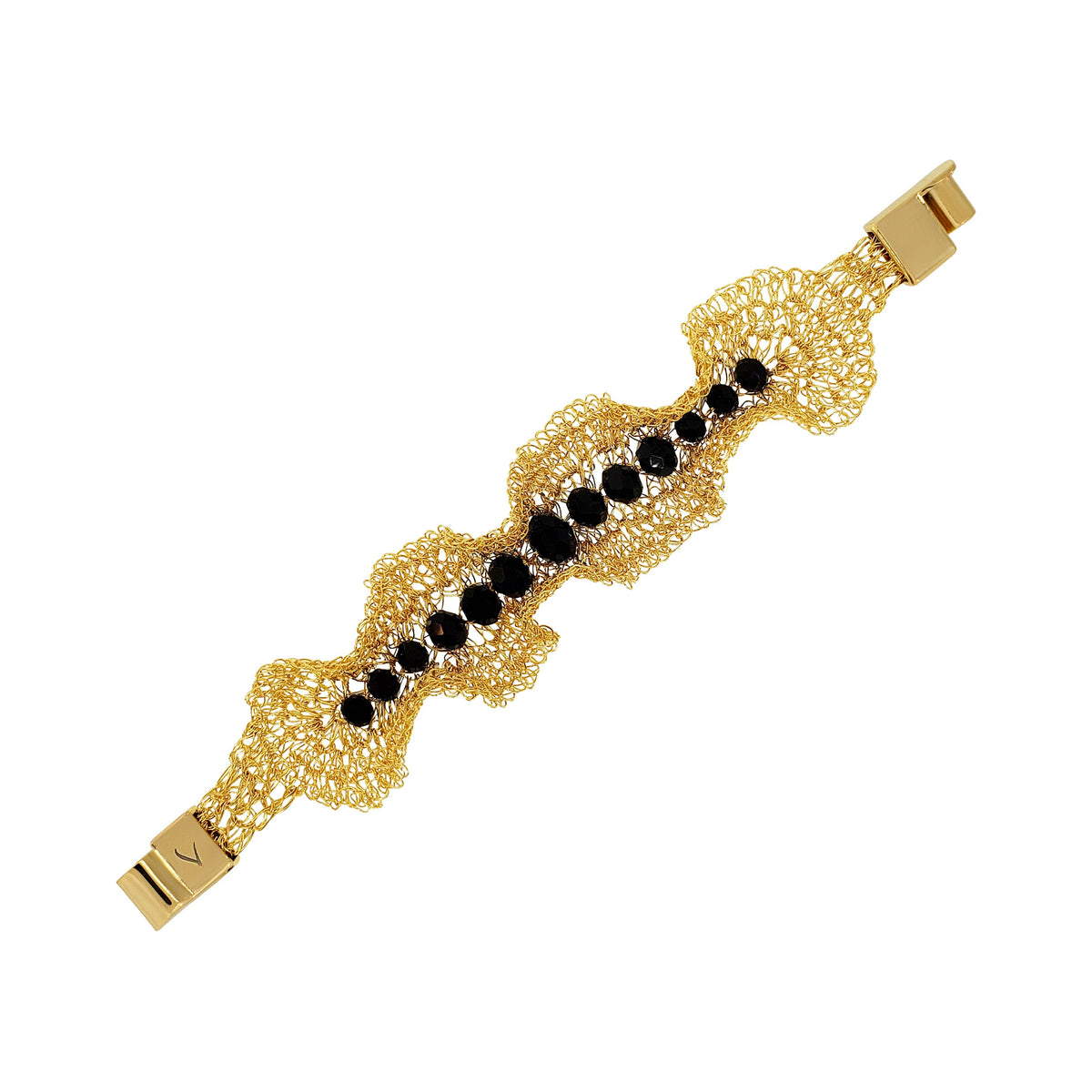 Black & Gold Nalu Maxi Handmade Crochet Bracelet