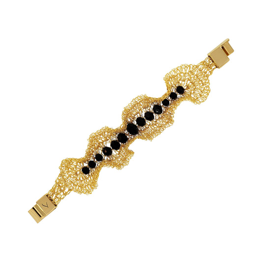 Black & Gold Nalu Maxi Handmade Crochet Bracelet