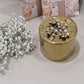Round Gold Decorative Box With Flower Design Lid: Side Flower