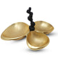 Gold 3 Bowl Relish Dish with Black Handle and Pebble Design