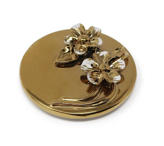 Gold Decorative Candle With Flower Design Lid: Gold Lid