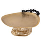Gold Footed Cake Plate with Black Pebble Design