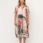 Printed satin dress : Pink