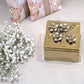 Square Gold Decorative Box With Flower Design on the Lid: Floral