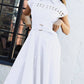 Short Sleeve Lace Trim Belted Maxi Dress