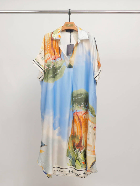 Printed satin dress : Pink