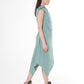 Elegant Satin Cotton Dress In Mint: Black / XL