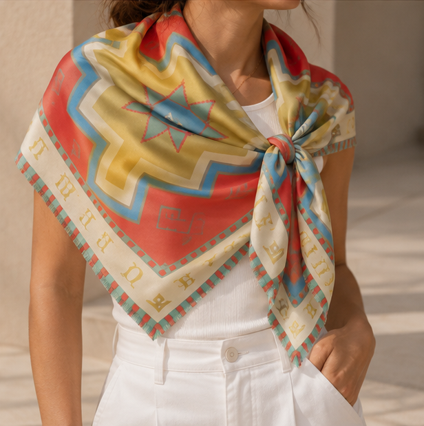 Armenian Alphabet #3 Silk Square scarf