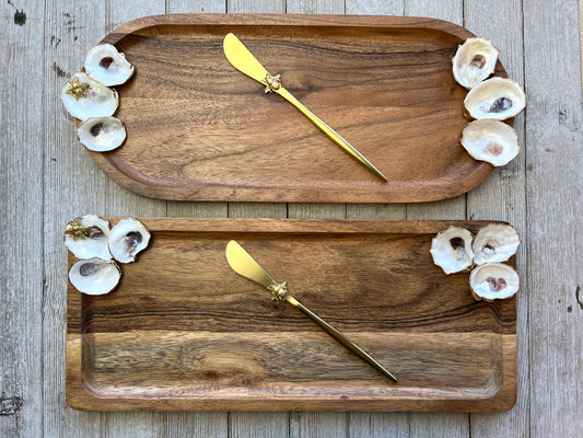 Wood tray with oysters: Rectangle