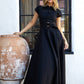 Short Sleeve Lace Trim Belted Maxi Dress