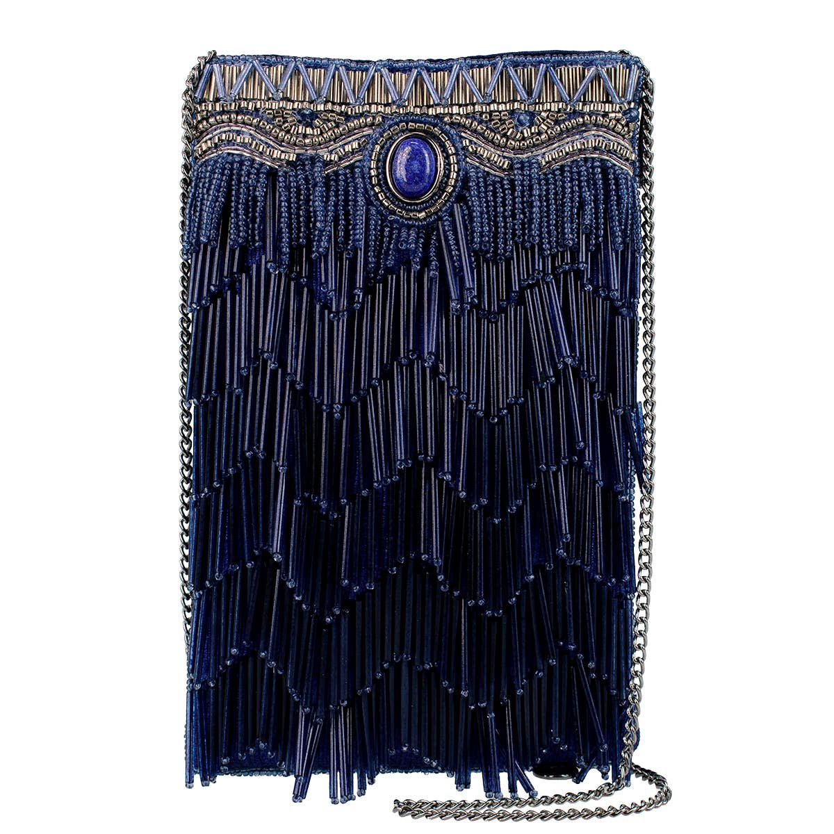 True Blue Precious Stone with Fringe Crossbody Phone Handbag