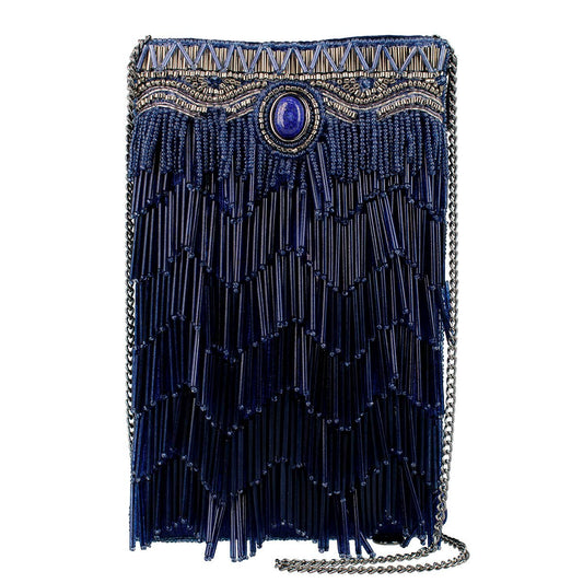 True Blue Precious Stone with Fringe Crossbody Phone Handbag
