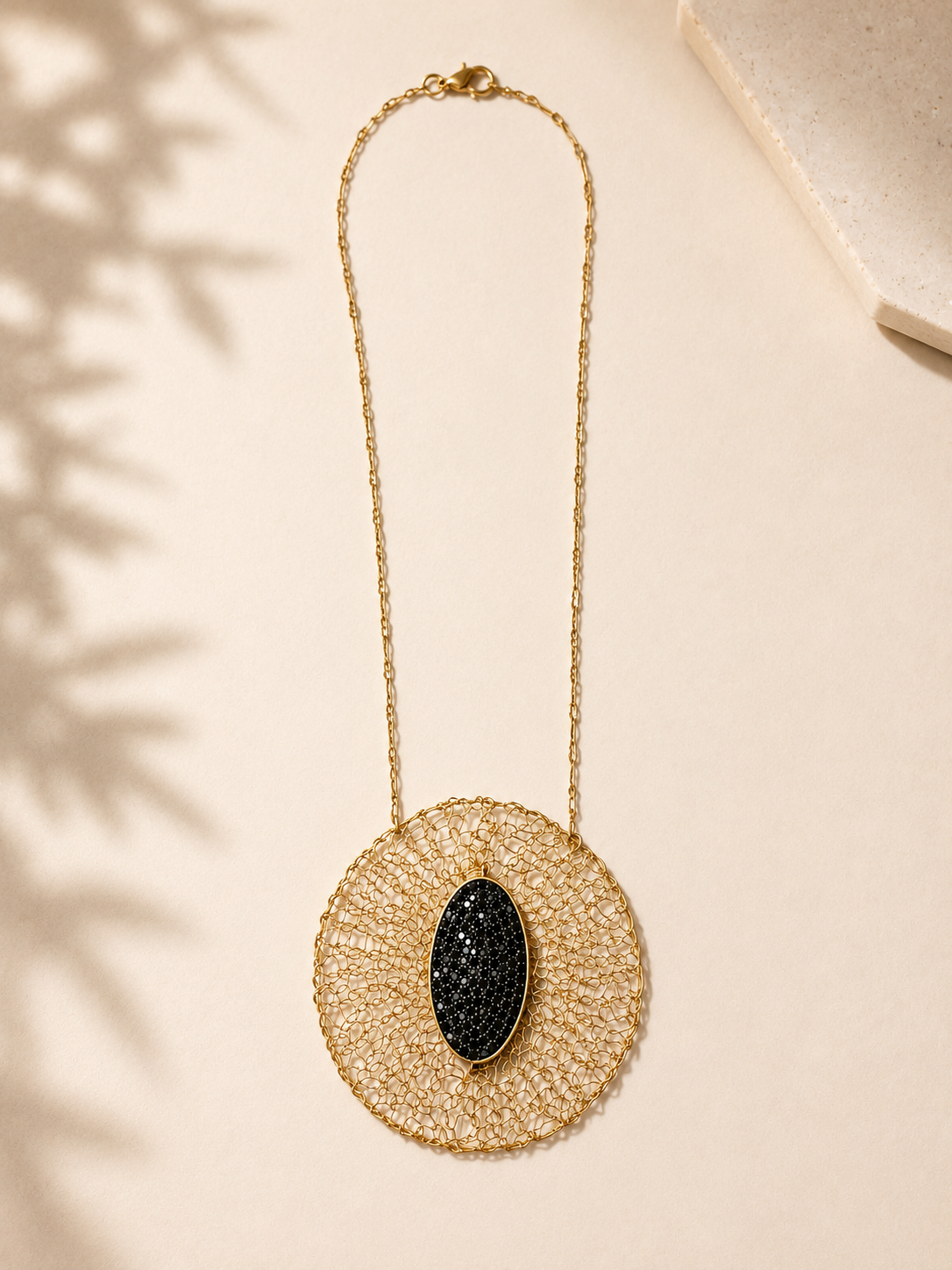 Midnight Oval Swarovski Crystal Pendant Necklace