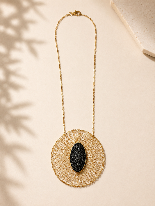 Midnight Oval Swarovski Crystal Pendant Necklace
