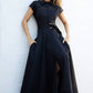 Short Sleeve Lace Trim Belted Maxi Dress