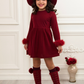 Cranberry Frost Burgundy Dress with Luxe Faux Fur Cuffs