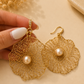 Golden Bloom Beige Freshwater Pearl Earrings