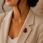 Crimson Pomegranate Ceramic Brooch