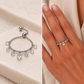 Crystal Cascade Adjustable Charm Ring