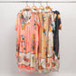 Artistic print satin midi dress Ivory