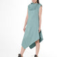 Elegant Satin Cotton Dress In Mint: Black / XL