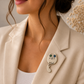 Whimsical Cat Ceramic Brooch with Dangling Tail