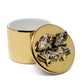 Round Gold Decorative Box With Flower Design Lid: Side Flower