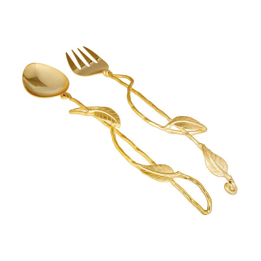 12”L Set Of 2 Salad Servers Gold