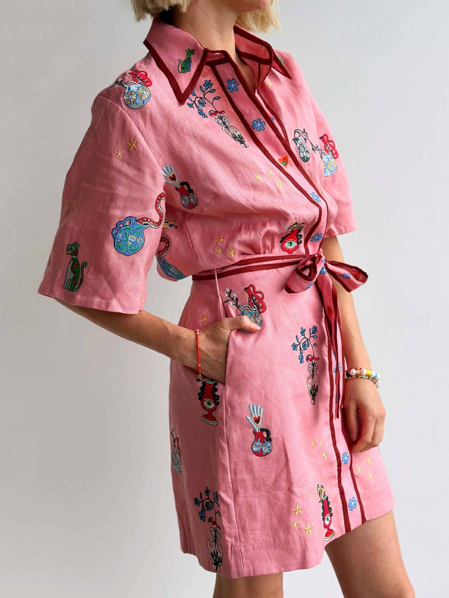 Casual fashion linen temperament shirt dress