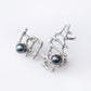 Vienna My Love Set of the Silver Cuff & Stud with Black Pearls