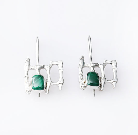 Vienna My Love Silver Earrings with Malachite