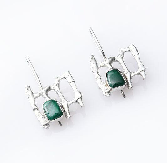 Vienna My Love Silver Earrings with Malachite