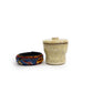 Ceramic And Kilim Canister: Beige