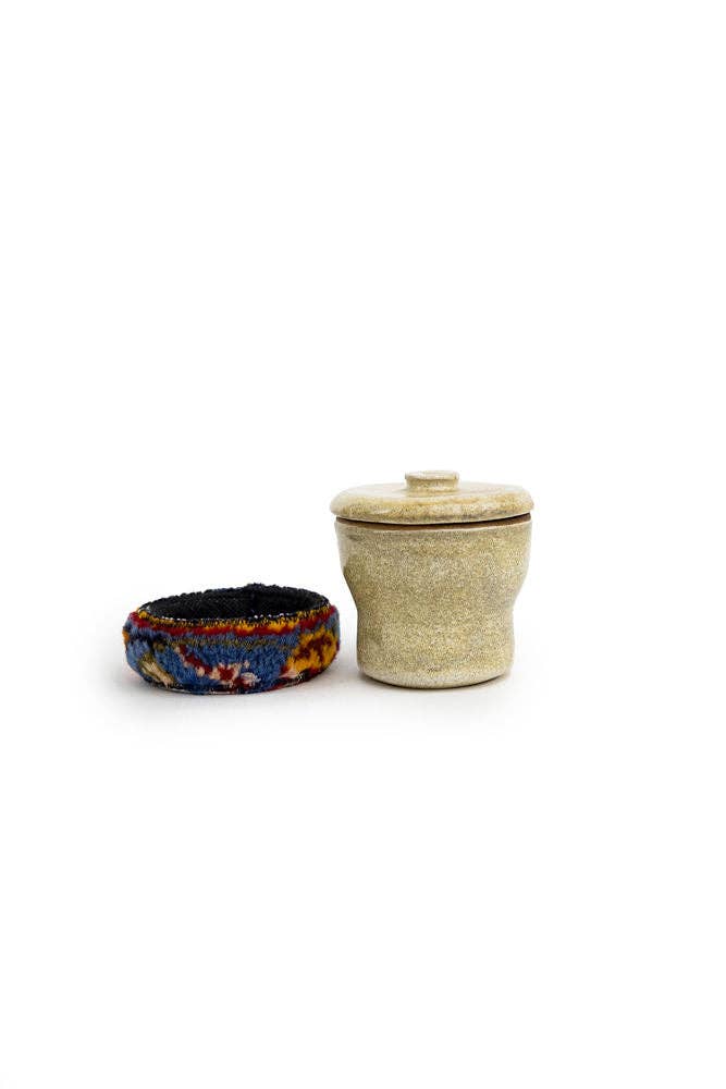 Ceramic And Kilim Canister: Blue
