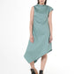 Elegant Satin Cotton Dress In Mint: Black / XL