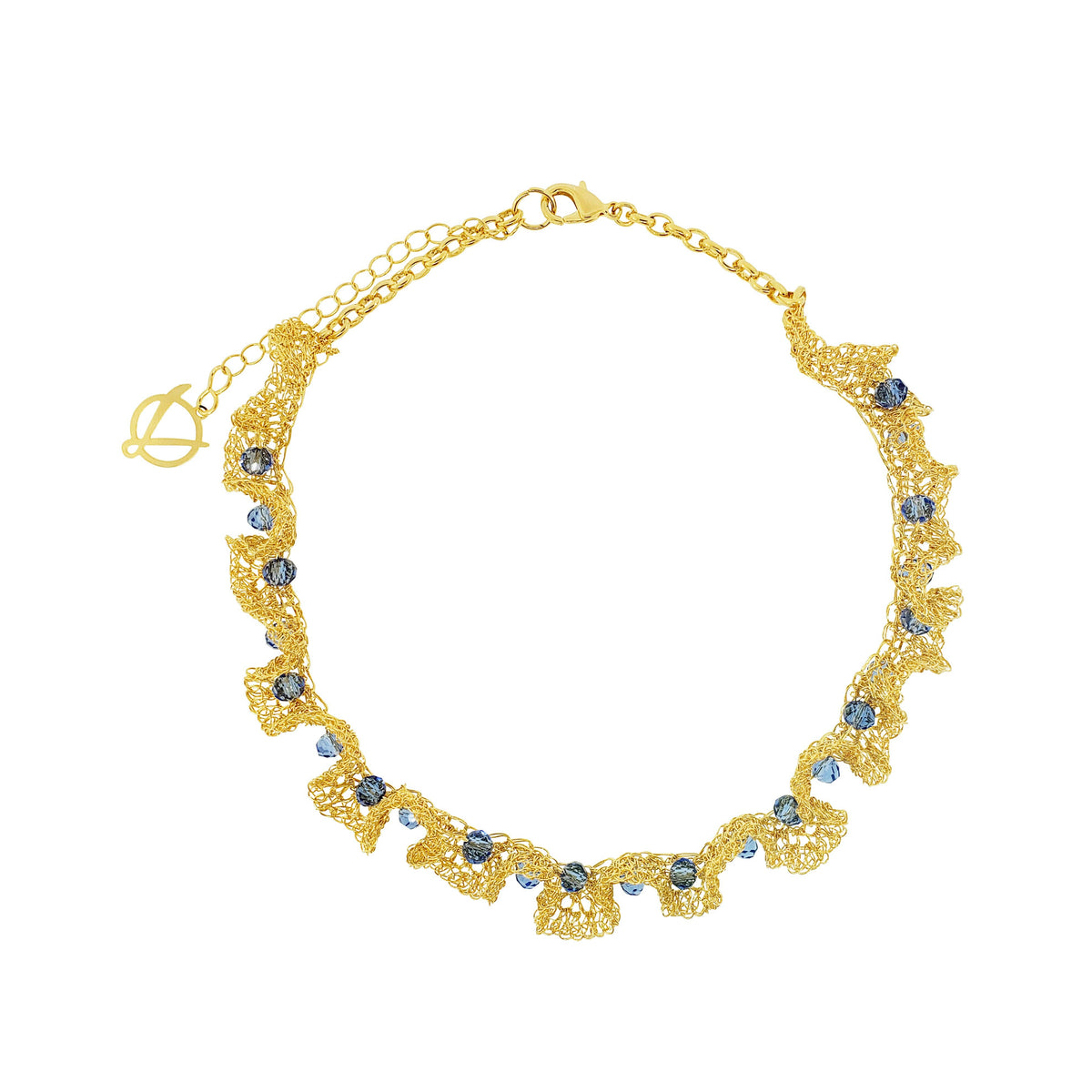 Blue & Gold Nalu Handmade Crochet Necklace