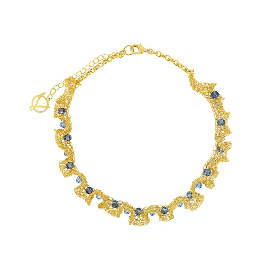 Blue & Gold Nalu Handmade Crochet Necklace