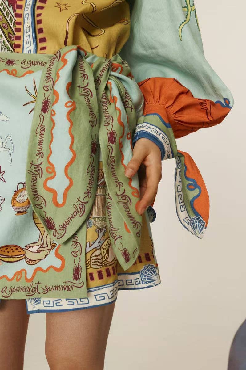 Casual shirt collar and two dresses: MULTICOLOR