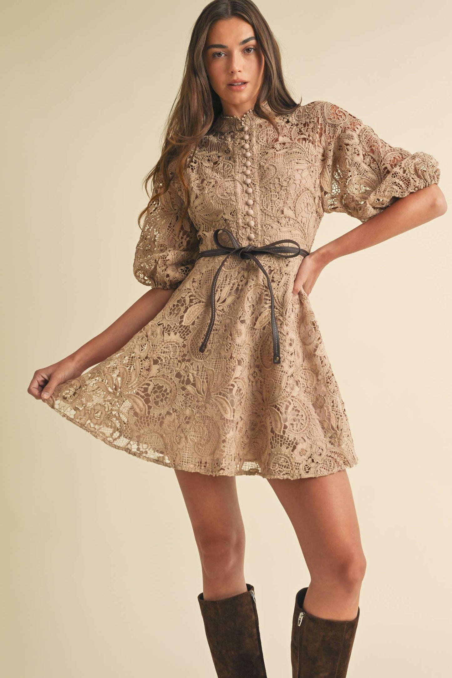 Crochet Lace VIctorian style Mini Dress