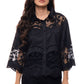 A104-B Embroidered Lace Button-Down Blouse: L