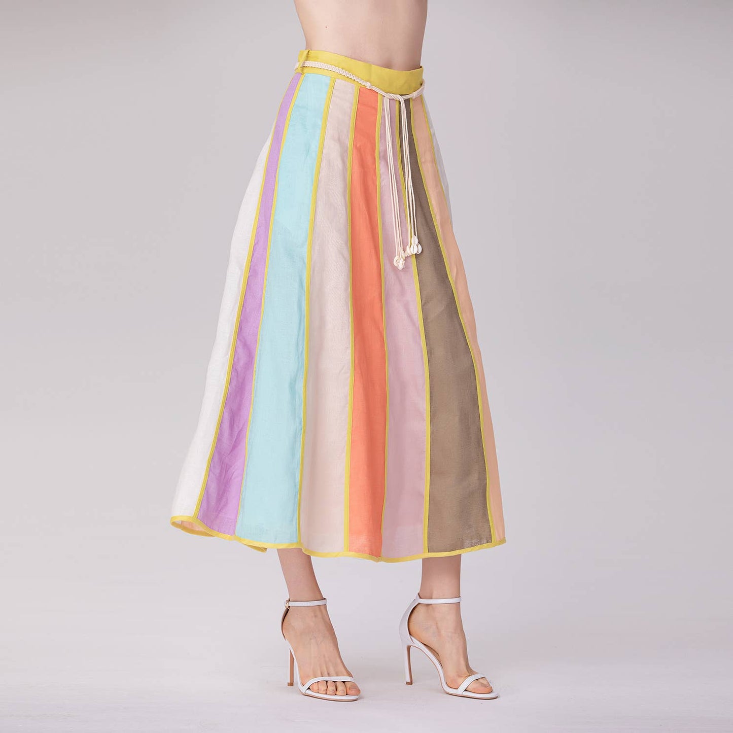 A-line skirt with wide stripes: Multicoloured