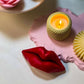 Sculpted Face Lips Candle 1/4x5 1/4in - Valentines: Red / Rose Petals