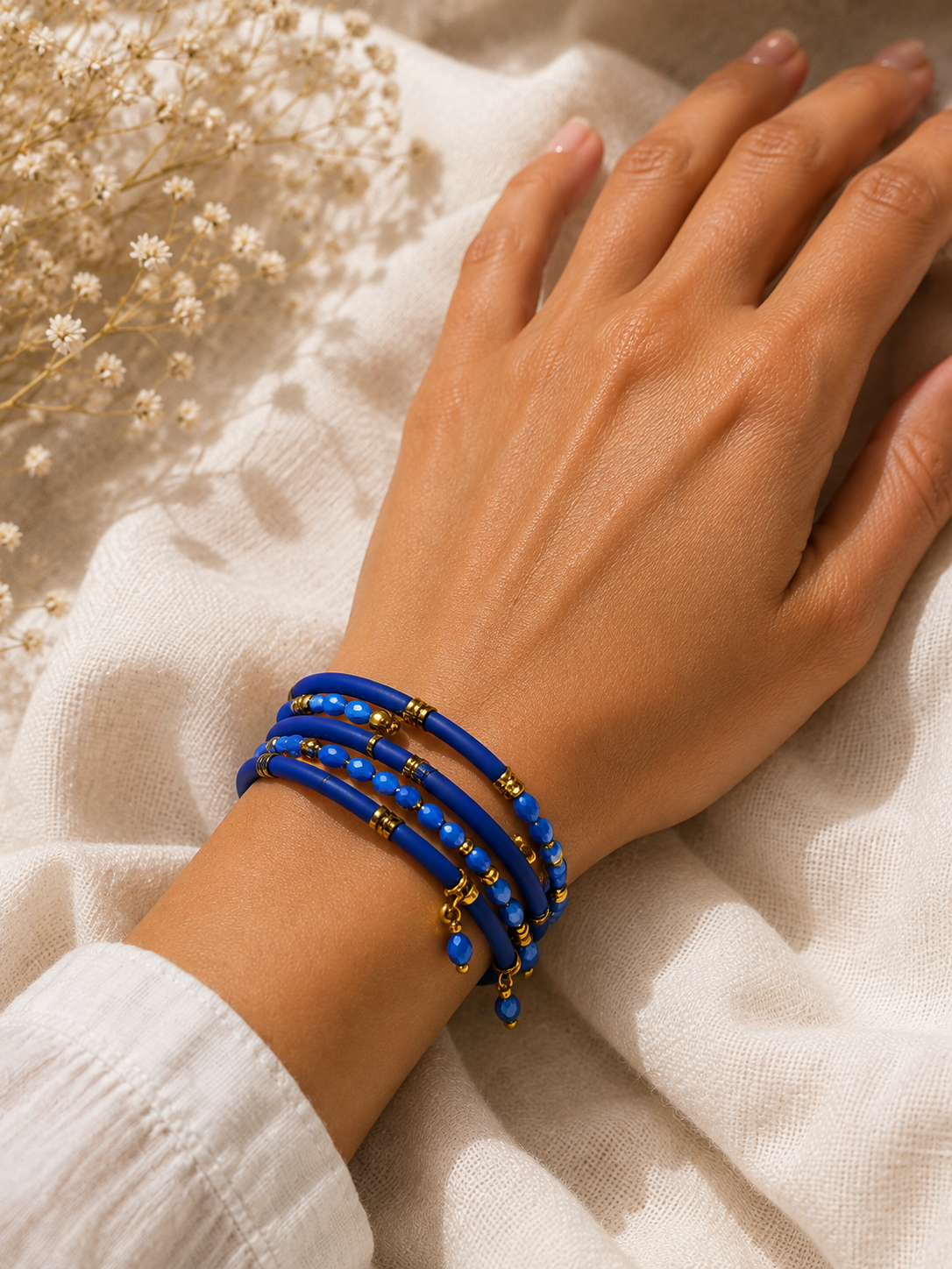 Cobalt Blue Multi-Strand Wrap Bracelet