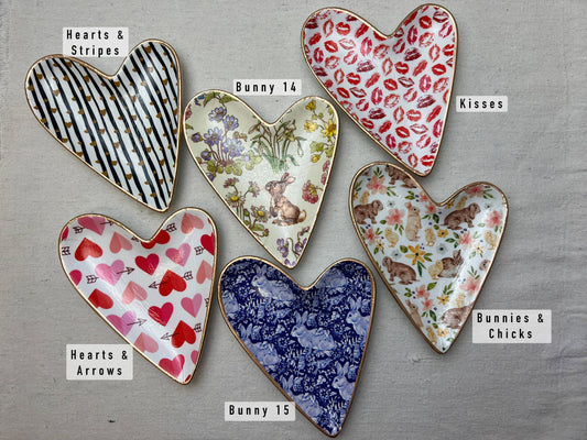 Easter & Valentines Ceramic Heart Dish: Kisses