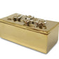 Oblong Gold Decorative Box With Flower Design Lid: Flower