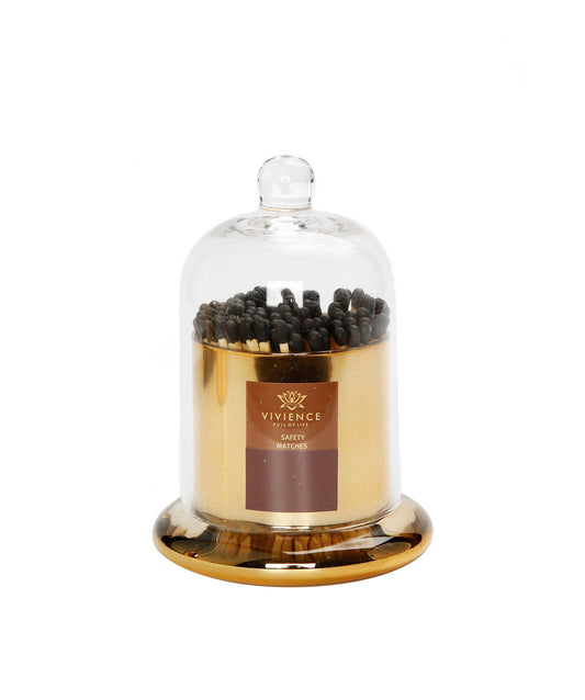 Match Holder Jar with Gold/Smoked Base: Gold